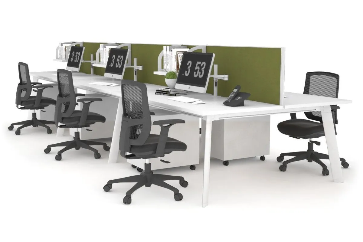 Switch - 6 Person Workstation White Frame [1200L x 700W]