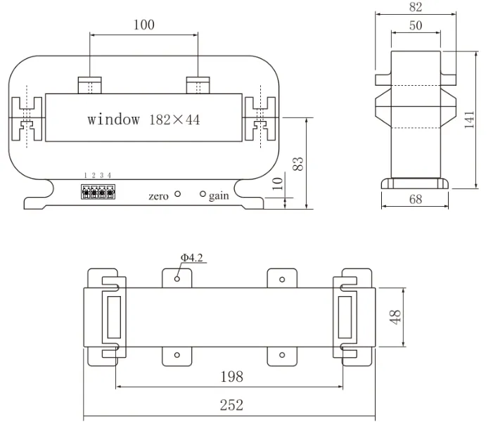 THST18244D-24-2000-RS485, Split Core Bipolar Hall Effect DC Current Transducer,  /-2000Amp DC,  24VDC Supply, 182 x 44 Square aperture, RS485 Modbus RTU Measurement Only