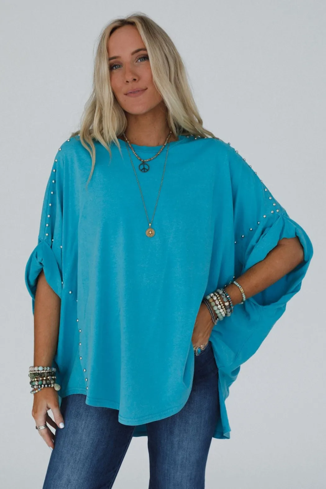 Tomcat Studded High Low Top - Teal
