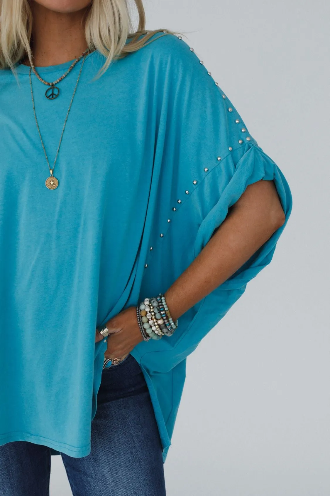 Tomcat Studded High Low Top - Teal