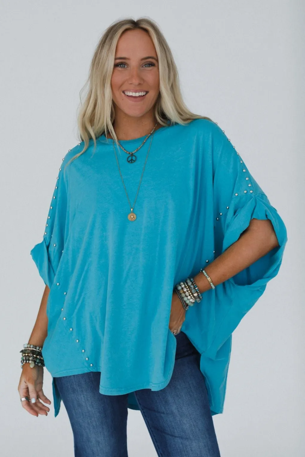 Tomcat Studded High Low Top - Teal