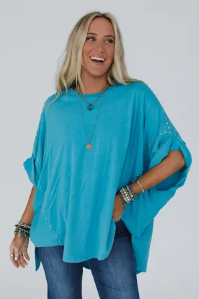 Tomcat Studded High Low Top - Teal