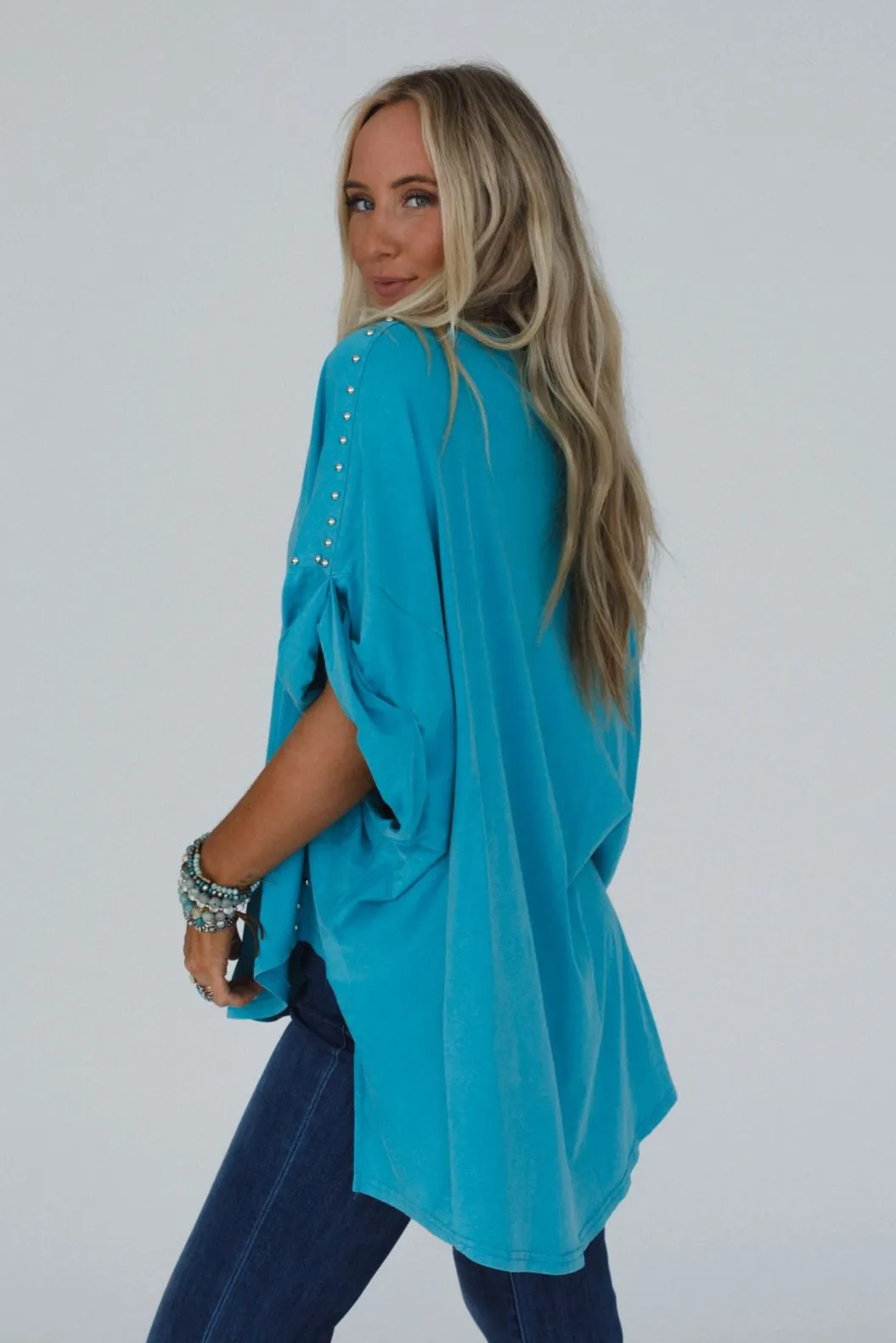 Tomcat Studded High Low Top - Teal