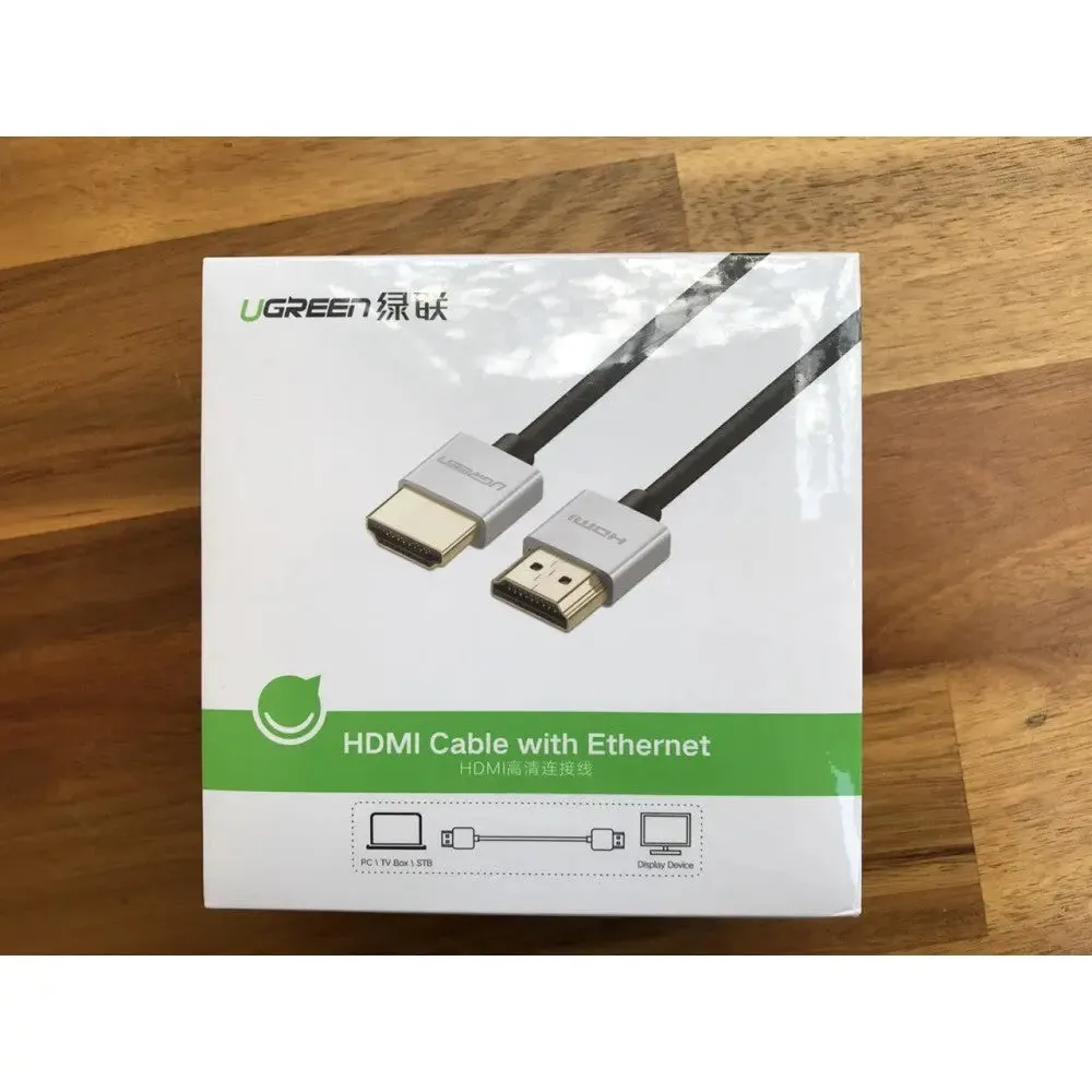 UGREEN 30476 4k@60Hz 3D HDMI Male To Male Zinc Alloy Case Cable 18Gbps 1M (Silver/Black)
