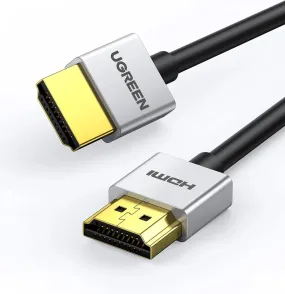 UGREEN 30476 4k@60Hz 3D HDMI Male To Male Zinc Alloy Case Cable 18Gbps 1M (Silver/Black)