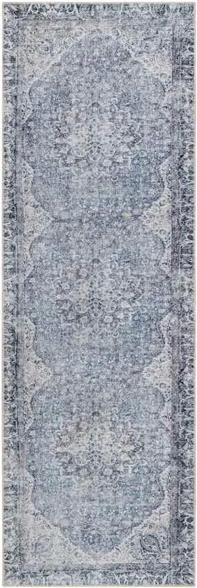 Waterville Traditional Blue Washable Area Rug