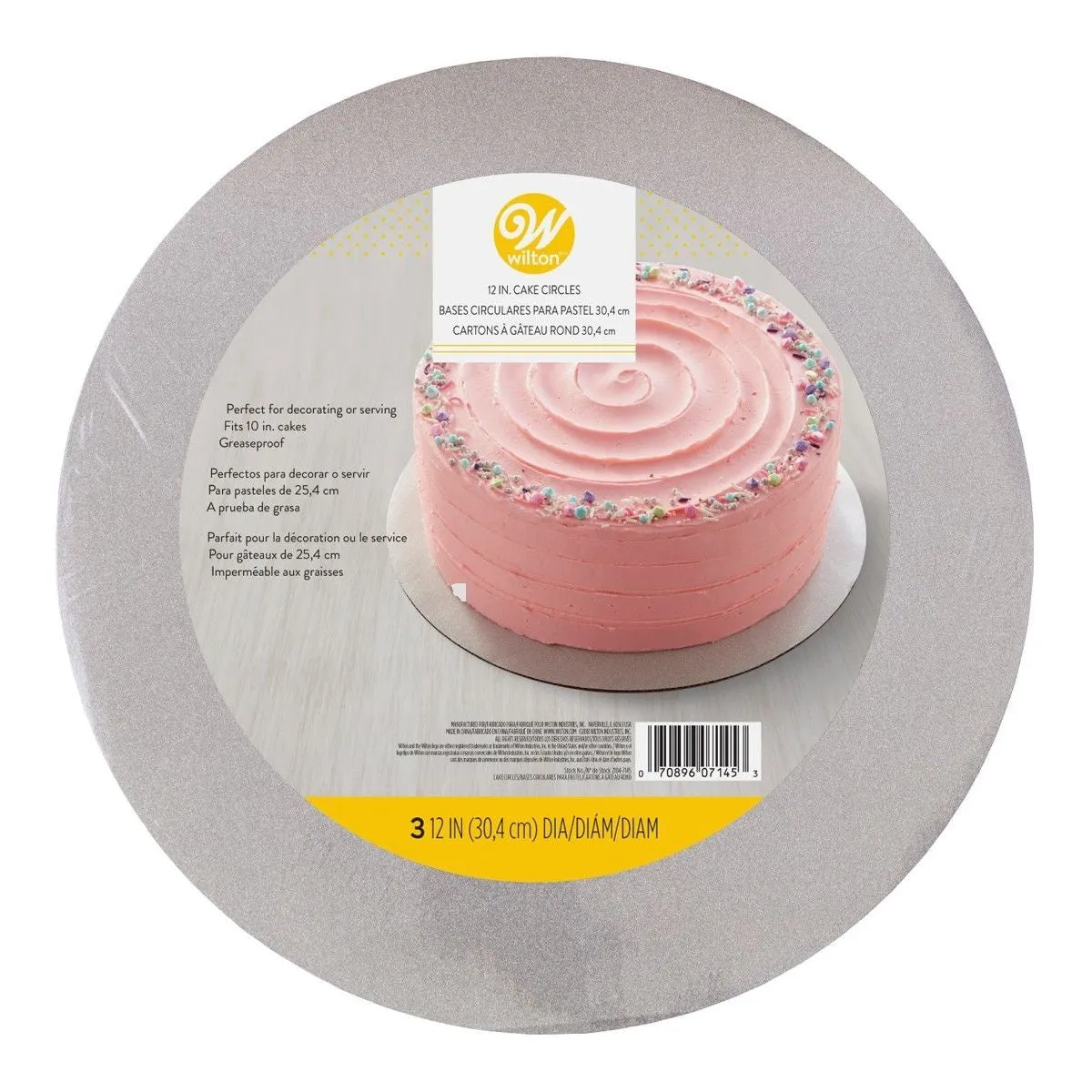 WILTON SILVER CAKE BOARD GLITTER 30cm 3pc