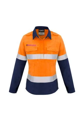 Womens FR Closed Front Hooped Taped Spliced Shirt