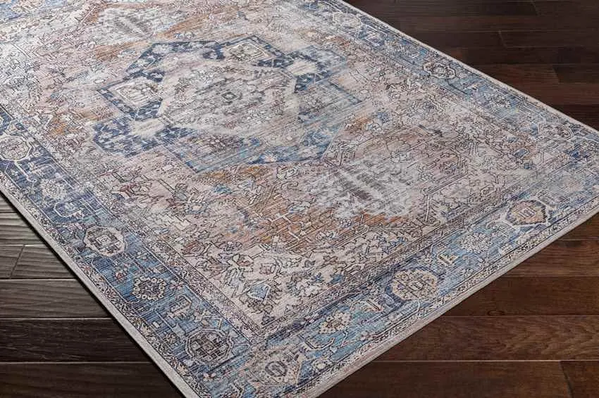 Wyacondah Traditional Navy Washable Area Rug
